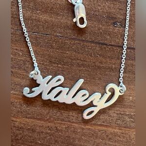 Haley Name Plate Necklace Pendent Sterling Silver